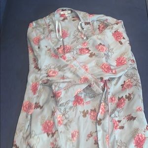 Satin Blue Floral Robe